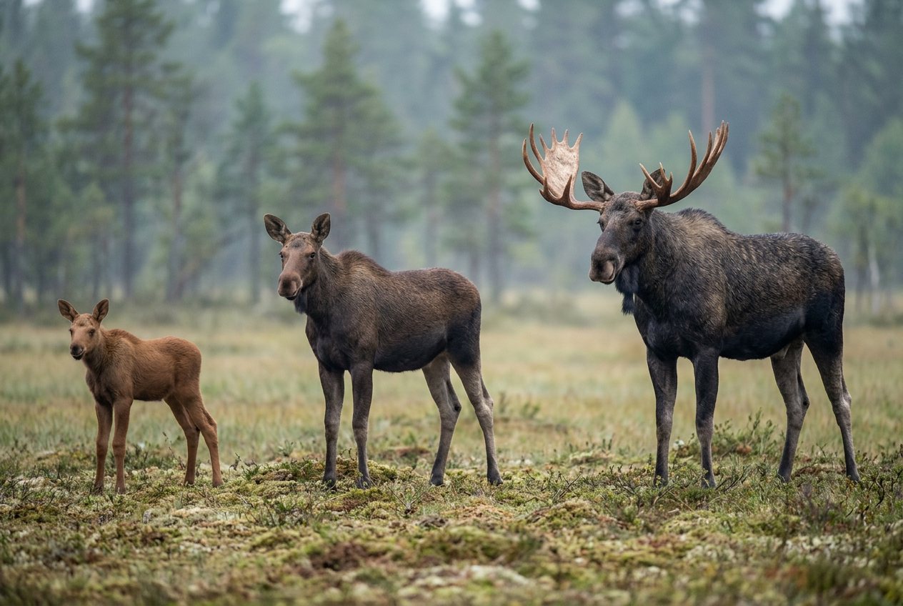 Moose calf vs yearling moose vs moose: size comparison