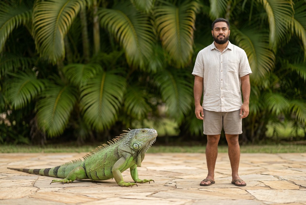 Iguana vs person: size comparison