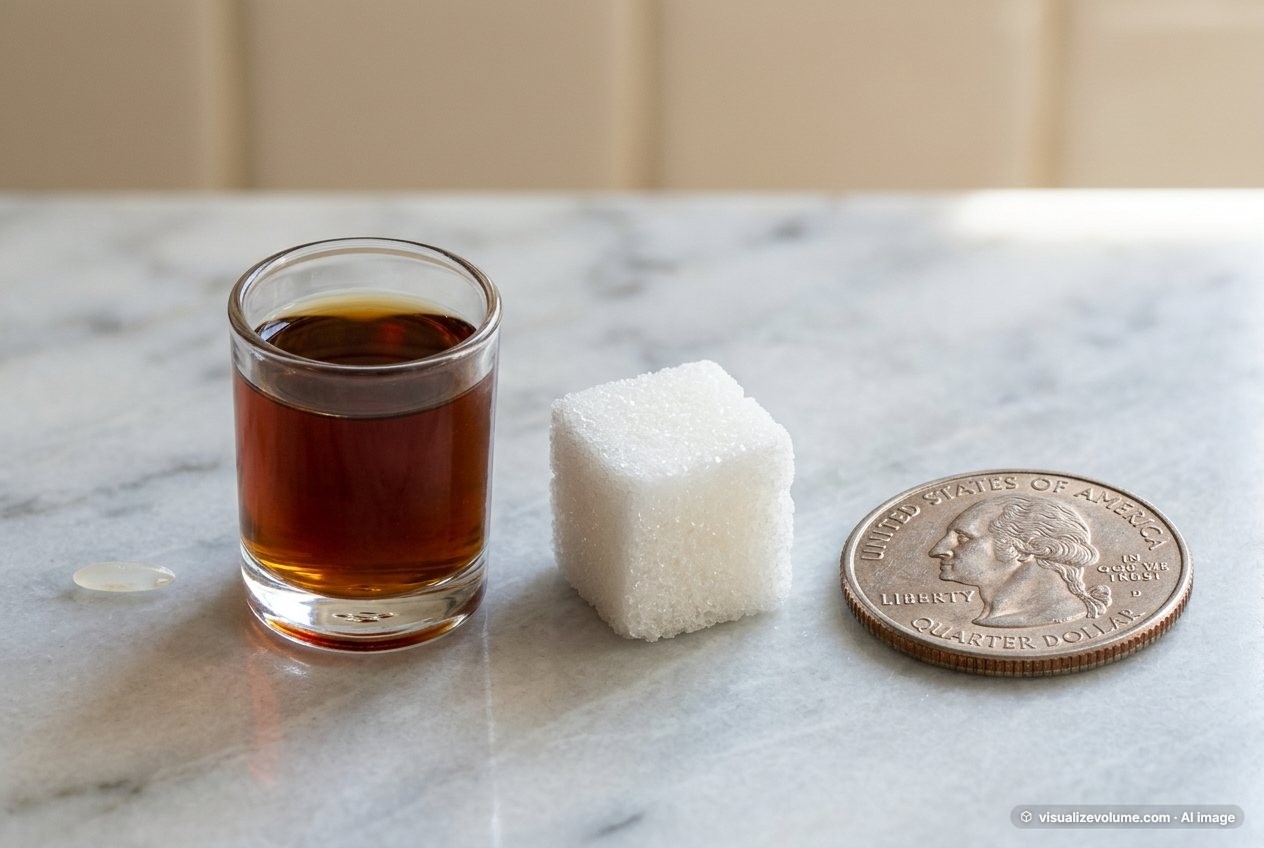 Vanilla extract, in “What does 1 teaspoon of vanilla extract look like?”