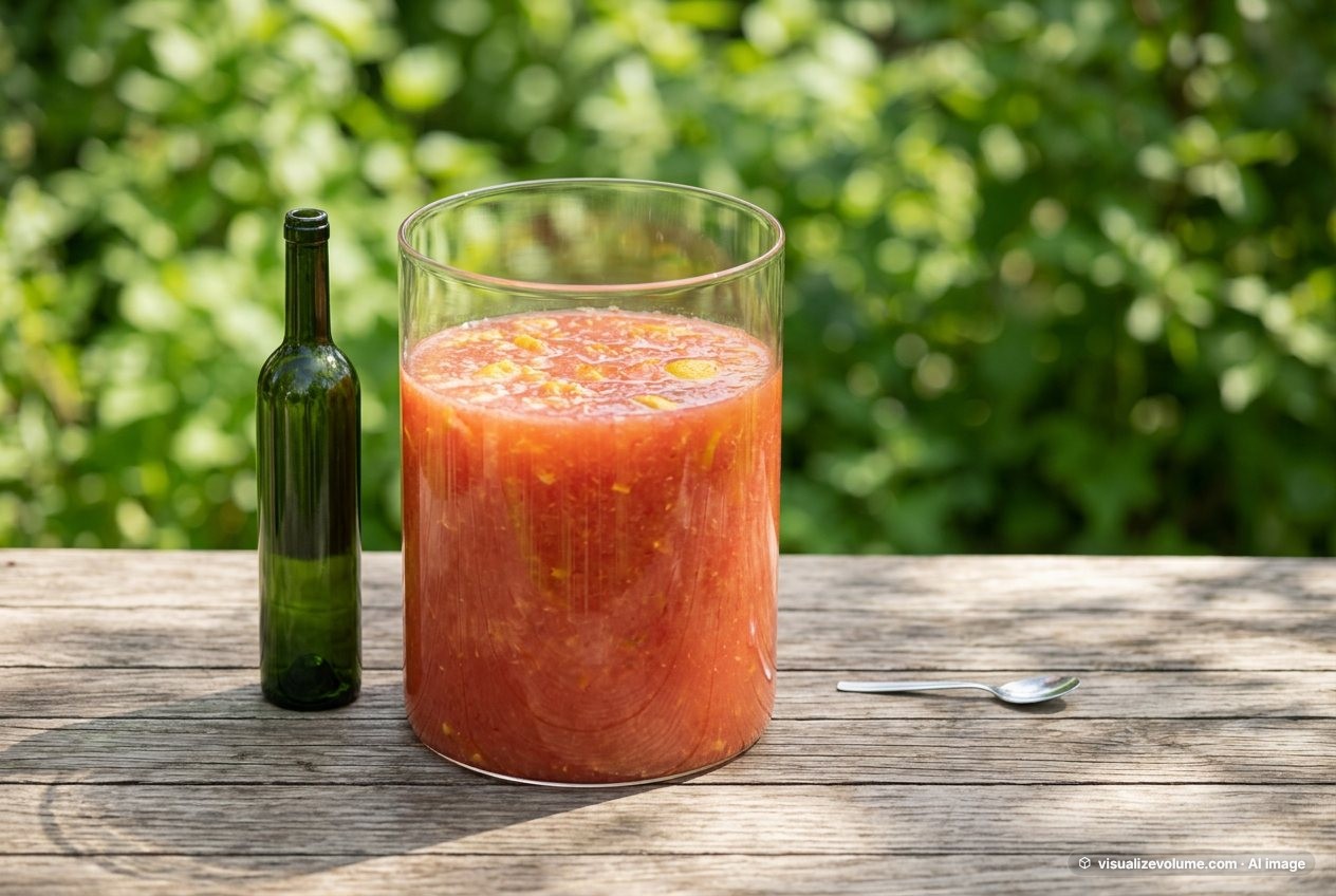 Fruit punch, in “What does 100 cups of fruit punch look like?”
