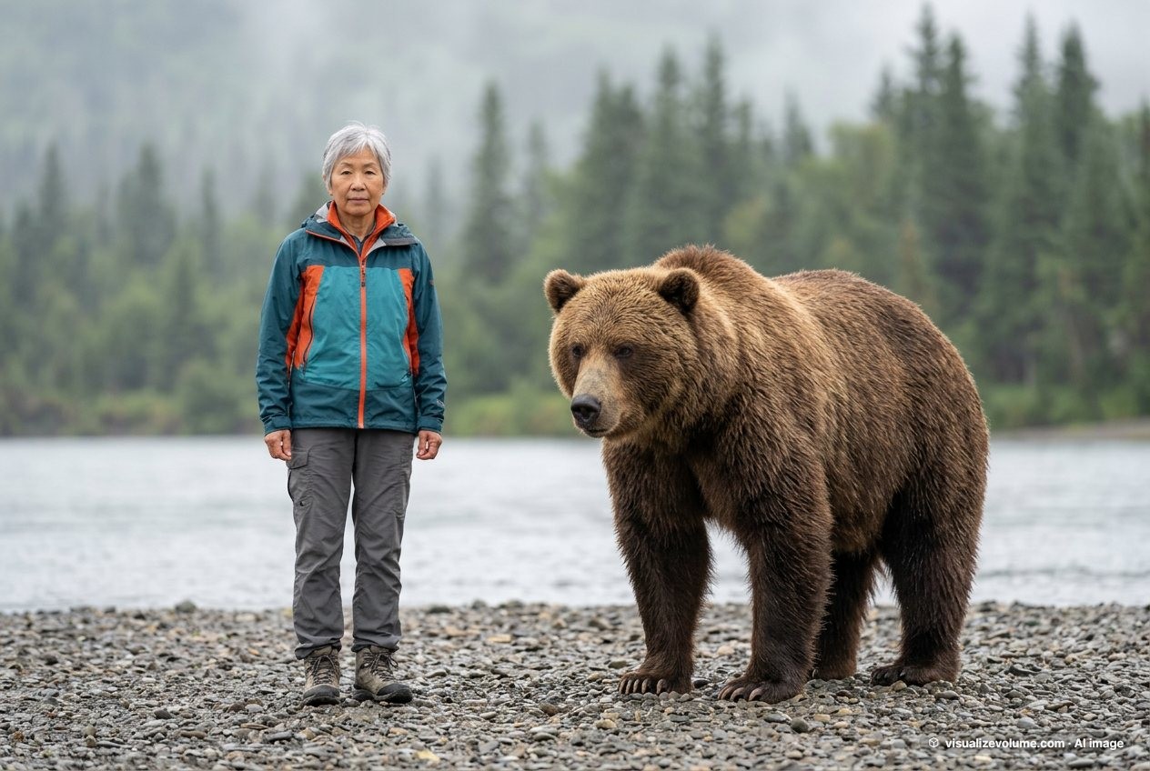 Person vs kodiak bear: size comparison