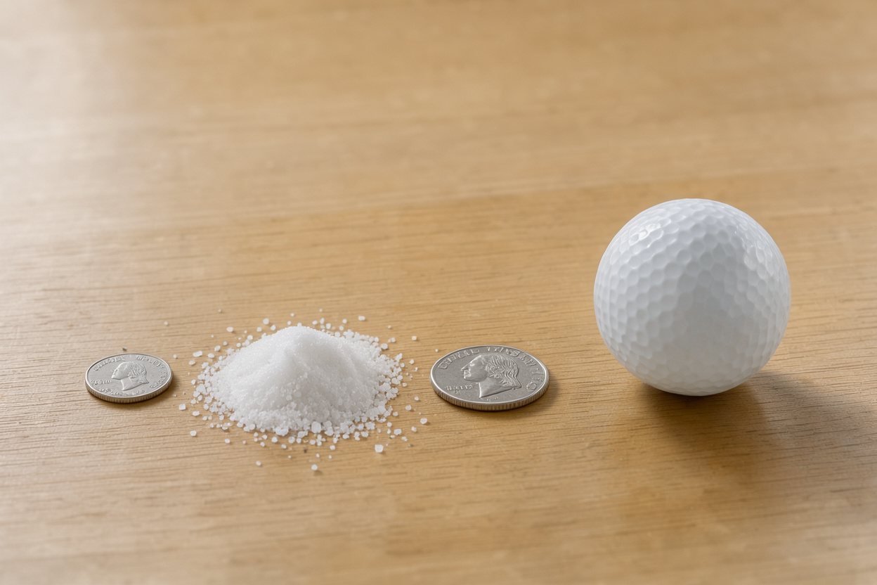 What does 1 teaspoon of table salt (fine) look like?