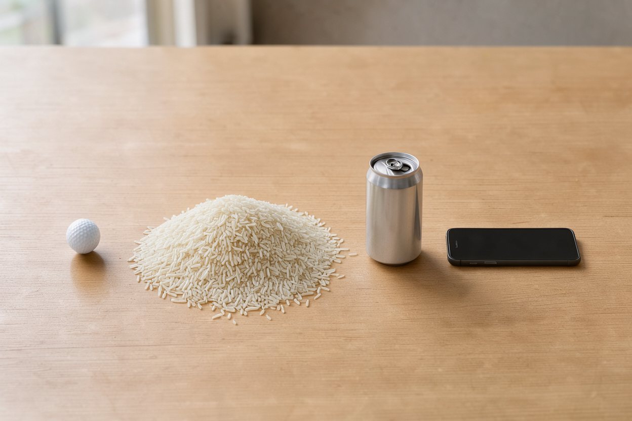 What does 1 kilogram of long-grain rice look like?