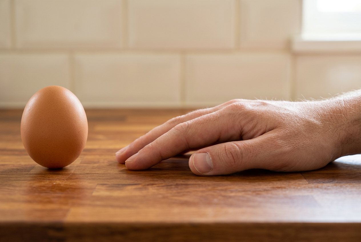 Egg vs hand: size comparison