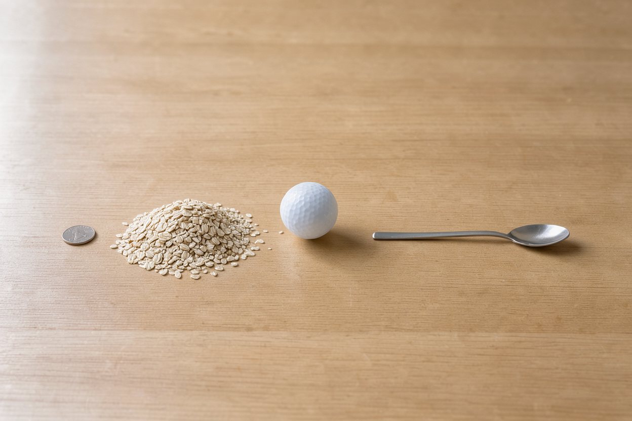 What does 0.333 cups of steel-cut oats look like?