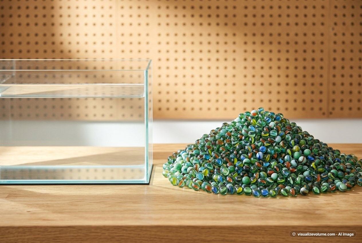 Toy marble, in “Fish tank vs 10,000 marbles”