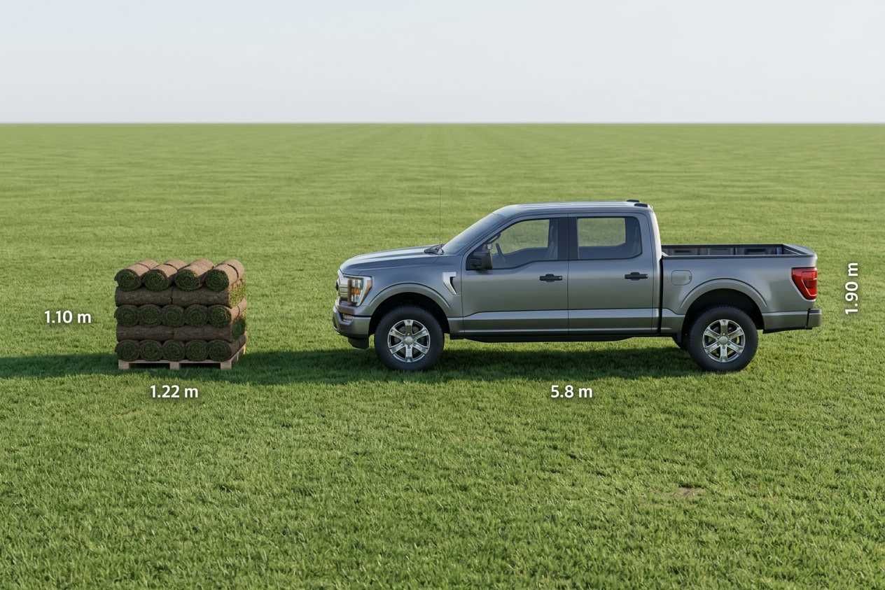 Sod pallet vs pickup truck: size comparison