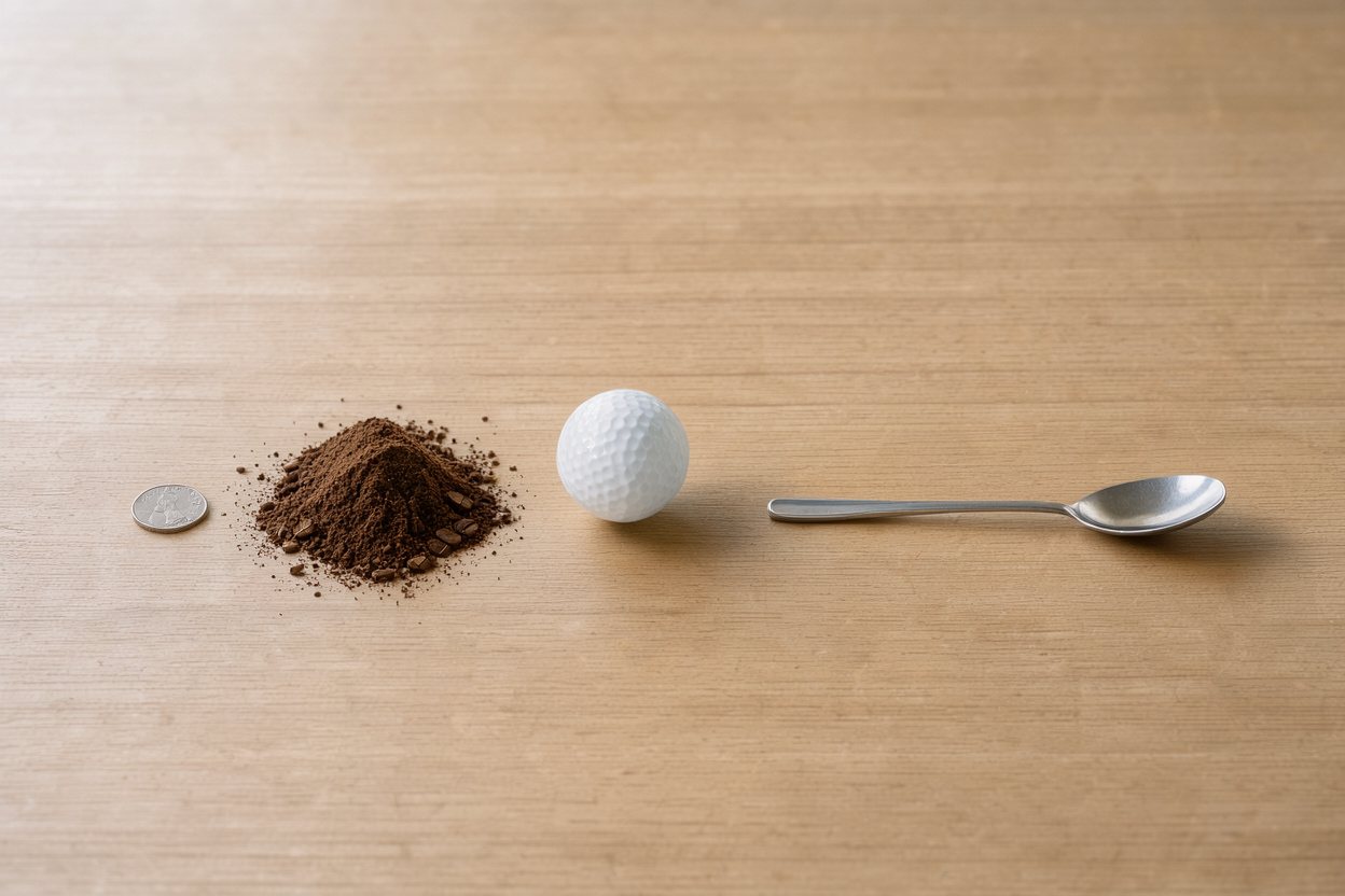 What does 25 grams of ground coffee look like?