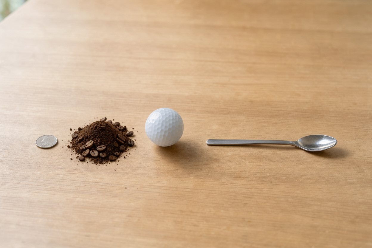 What does 15 grams of ground coffee look like?