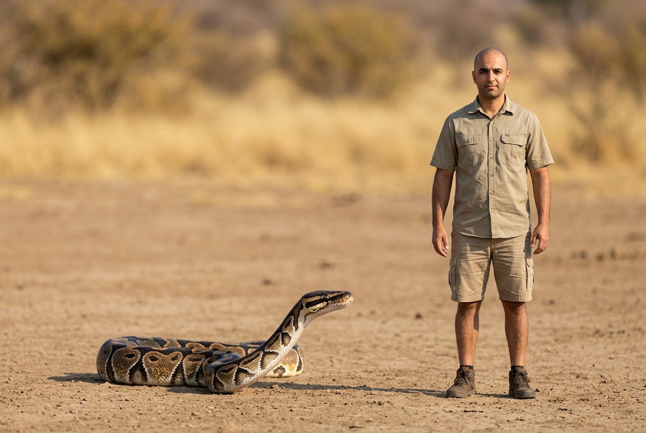 Ball python vs person: size comparison