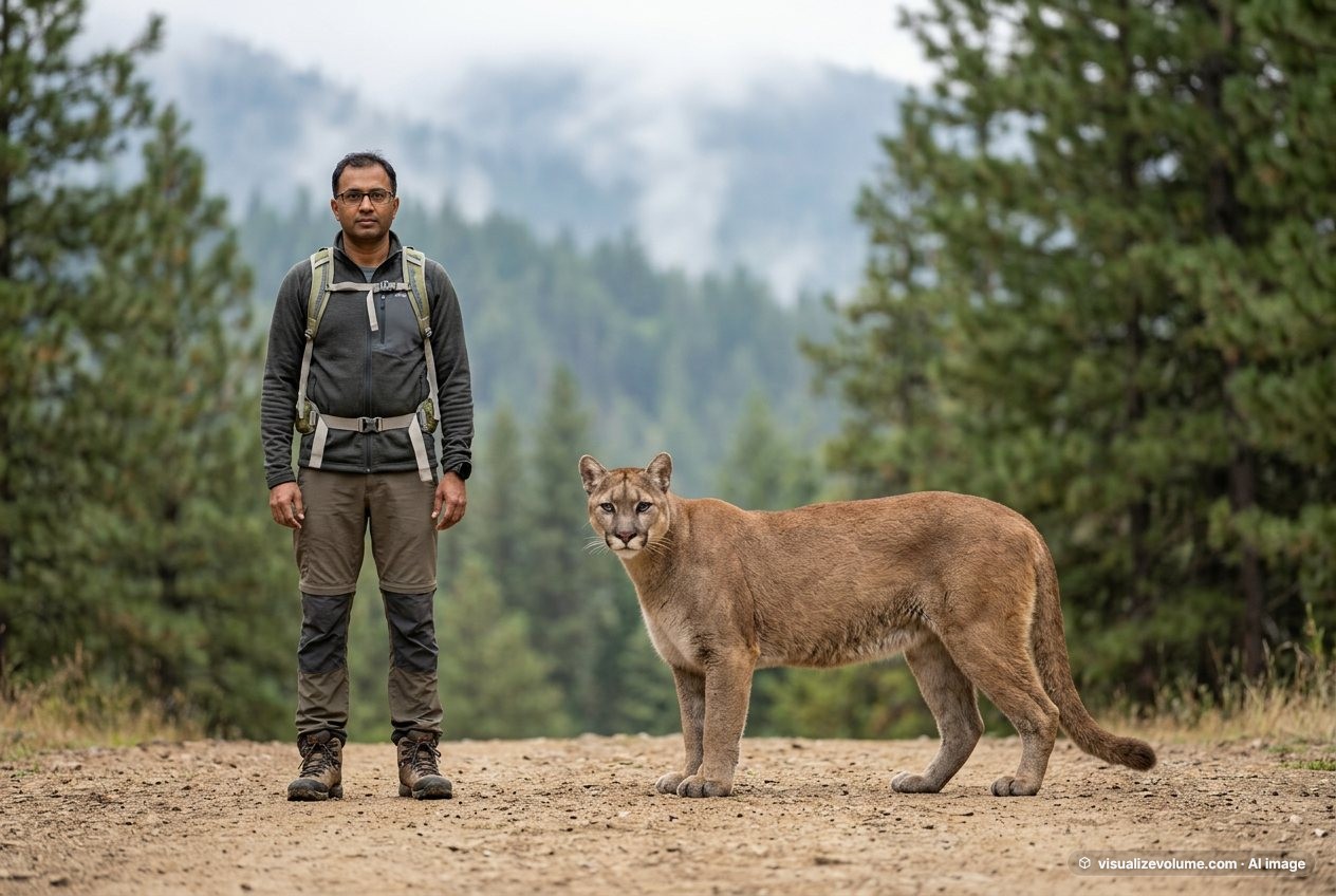 Person vs cougar: size comparison
