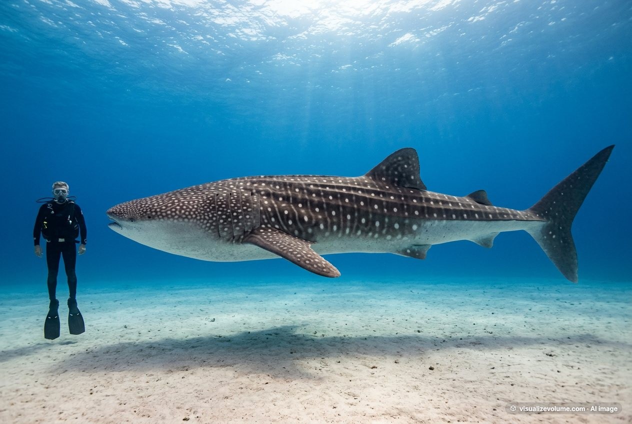 Person vs whale shark: size comparison