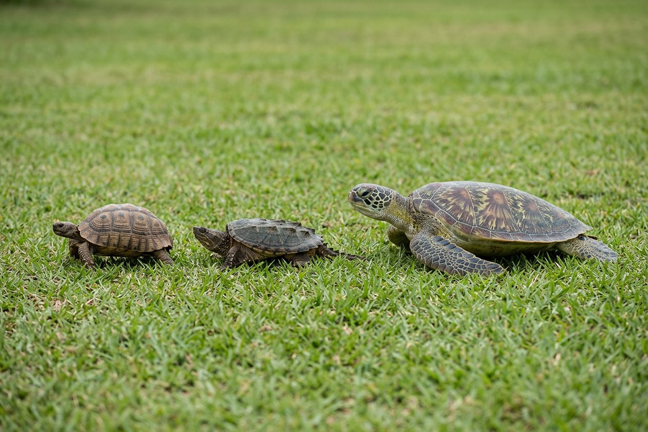 Tortoise vs snapping turtle vs sea turtle: size comparison