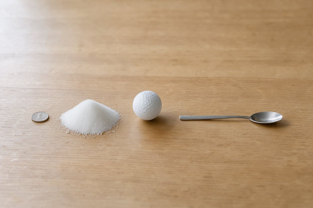 What does 50 grams of granulated sugar look like?