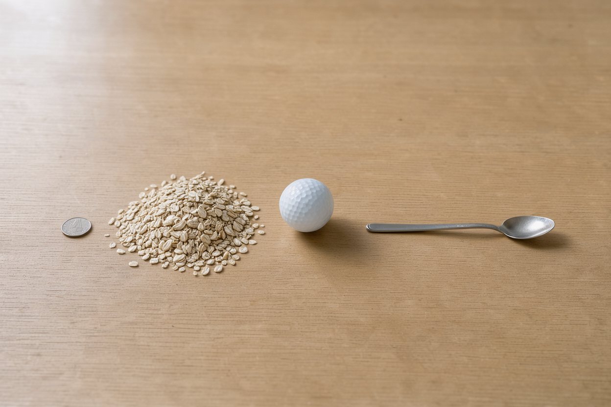 What does 60 grams of rolled oats look like?