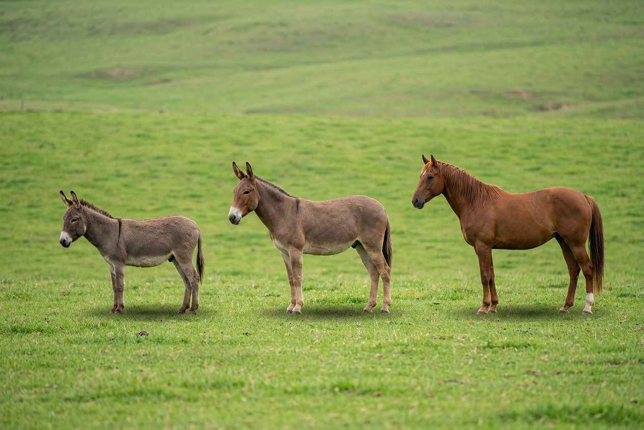 Donkey vs mule vs horse: size comparison