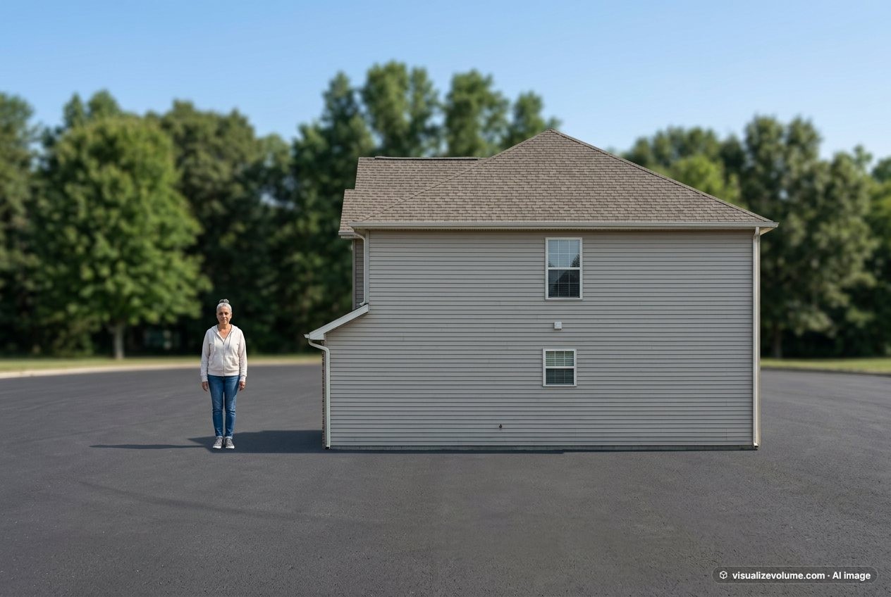 Person vs two-story house: size comparison