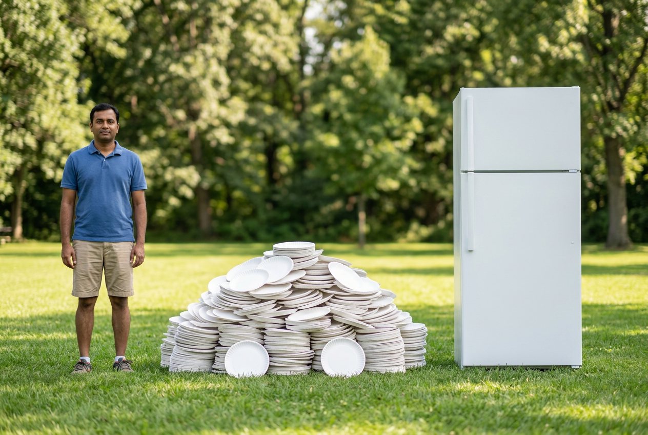 Paper plate, in “What do 1,000 paper plates look like?”
