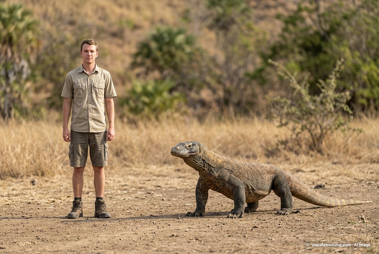 Person vs komodo dragon: size comparison