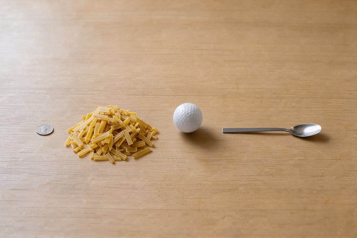 What does 90 grams of dry pasta look like?