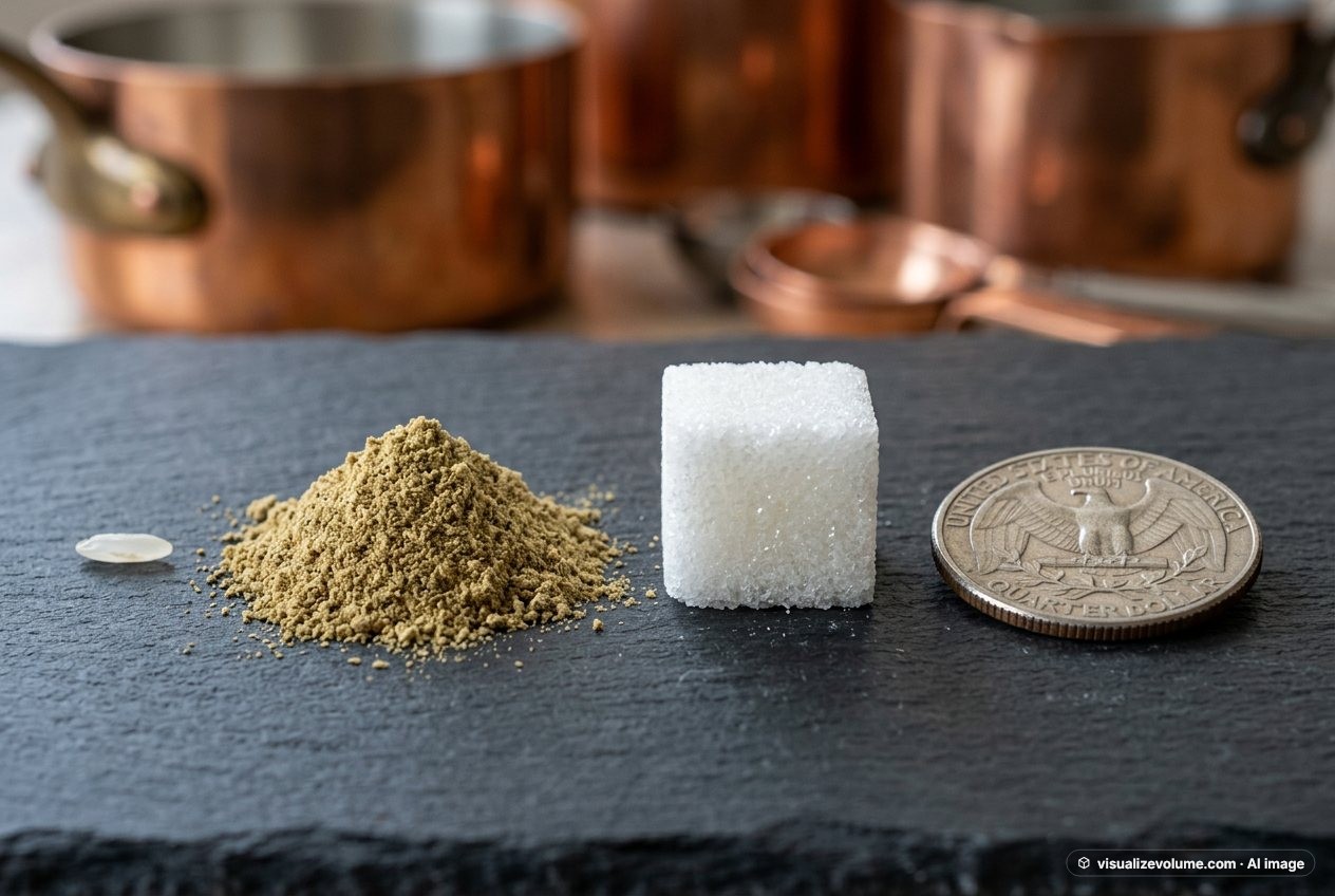 Ground cardamom, in “What does 0.5 teaspoons of ground cardamom look like?”