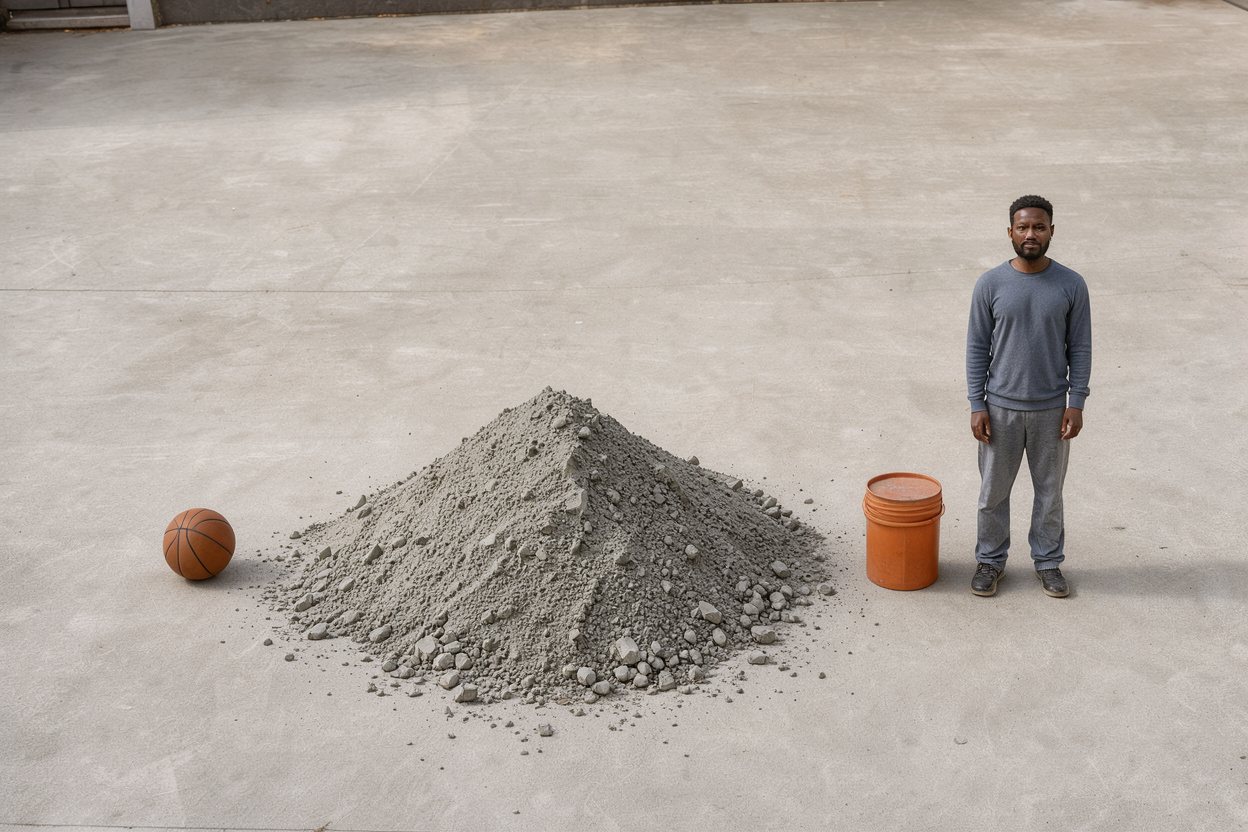 What does 1 cubic yard of dry concrete mix look like?