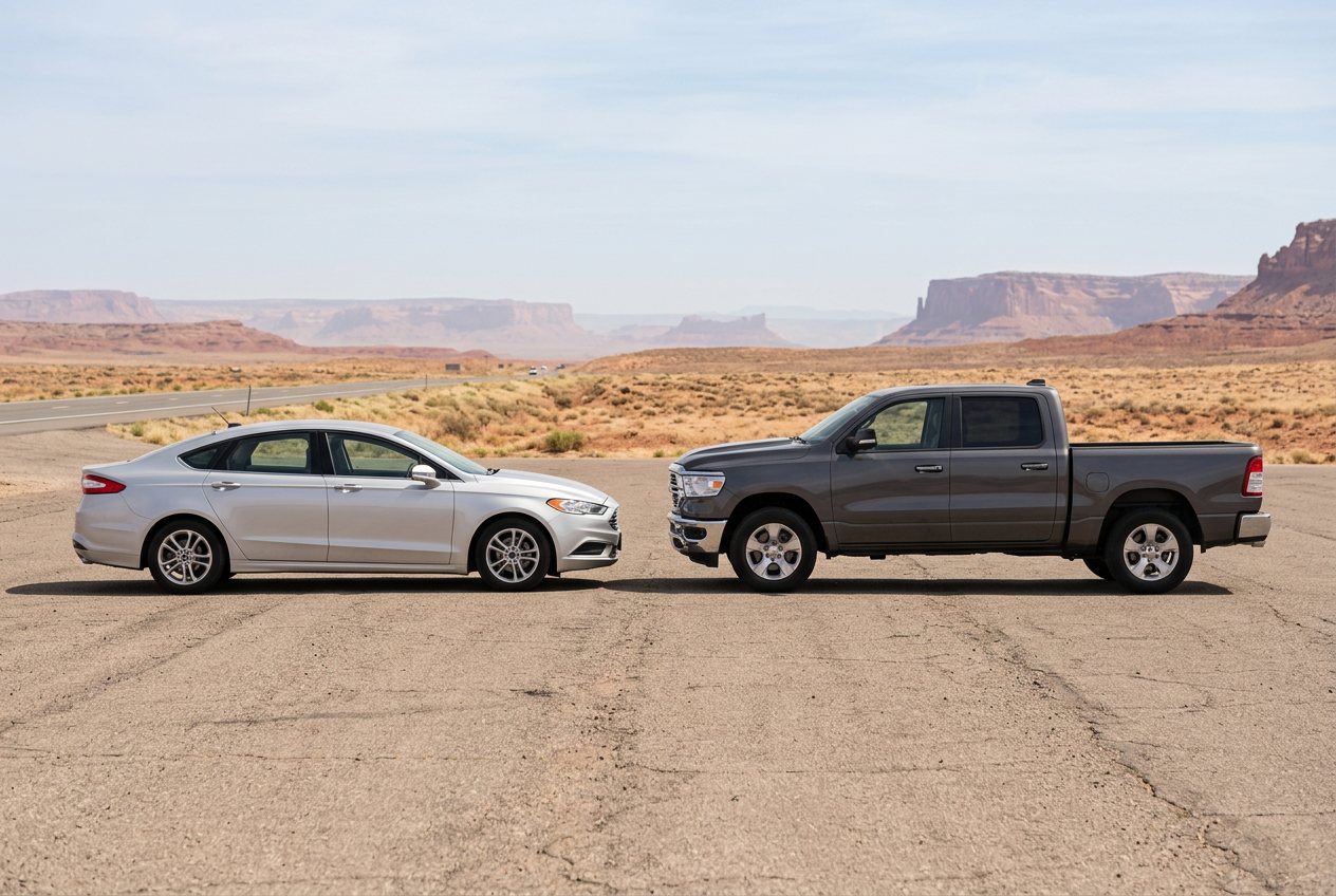 Car vs pickup truck: size comparison