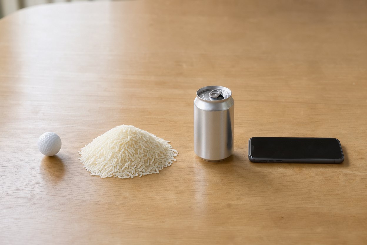 What does 400 grams of long-grain rice look like?