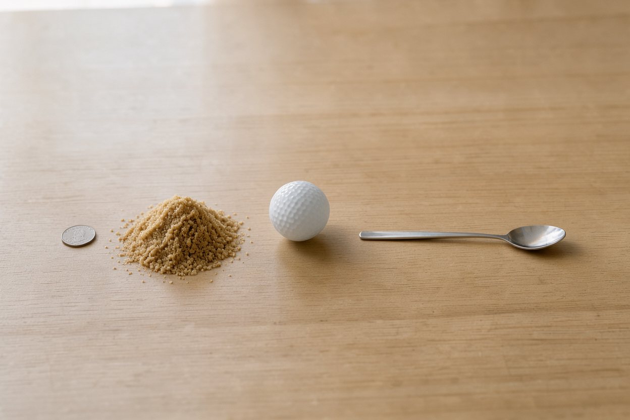 What does 50 grams of brown sugar (unpacked) look like?