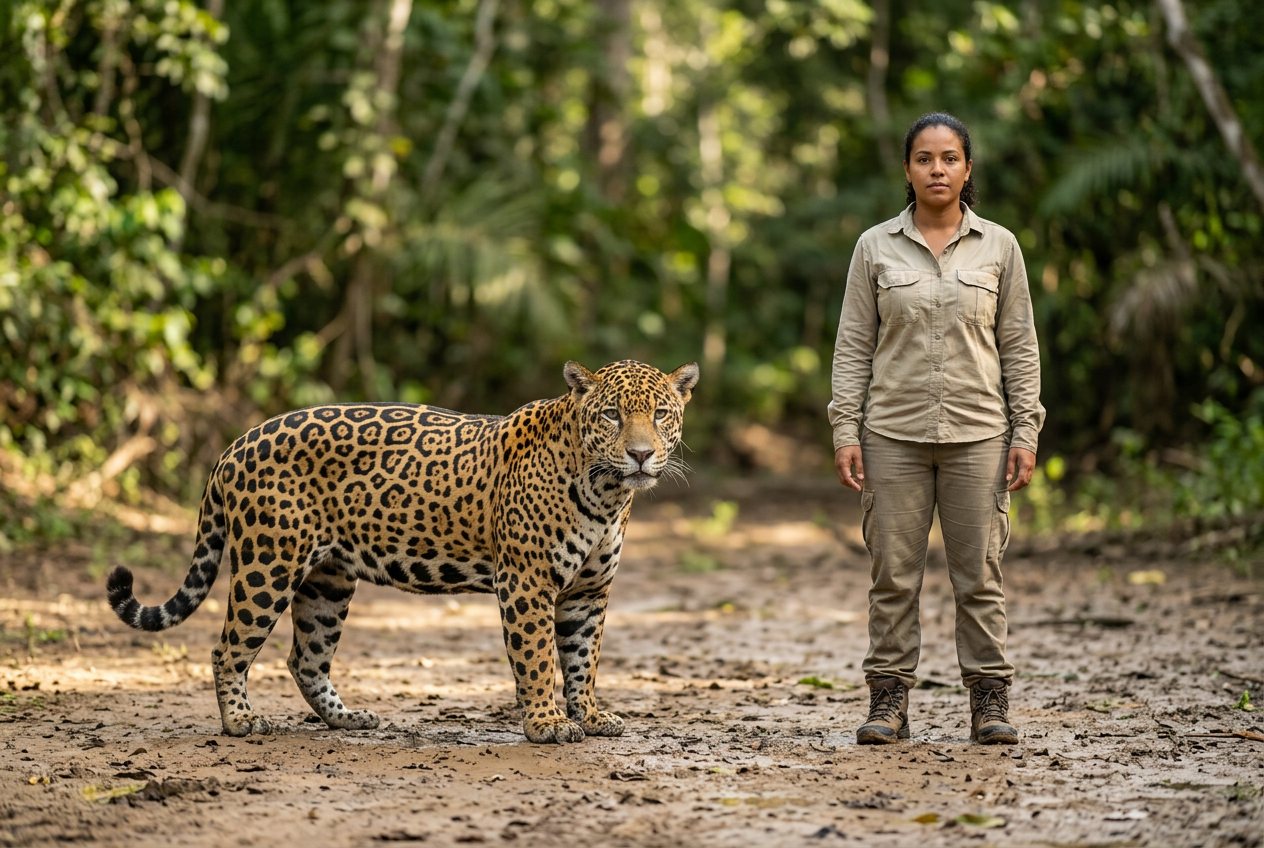 Jaguar vs person: size comparison