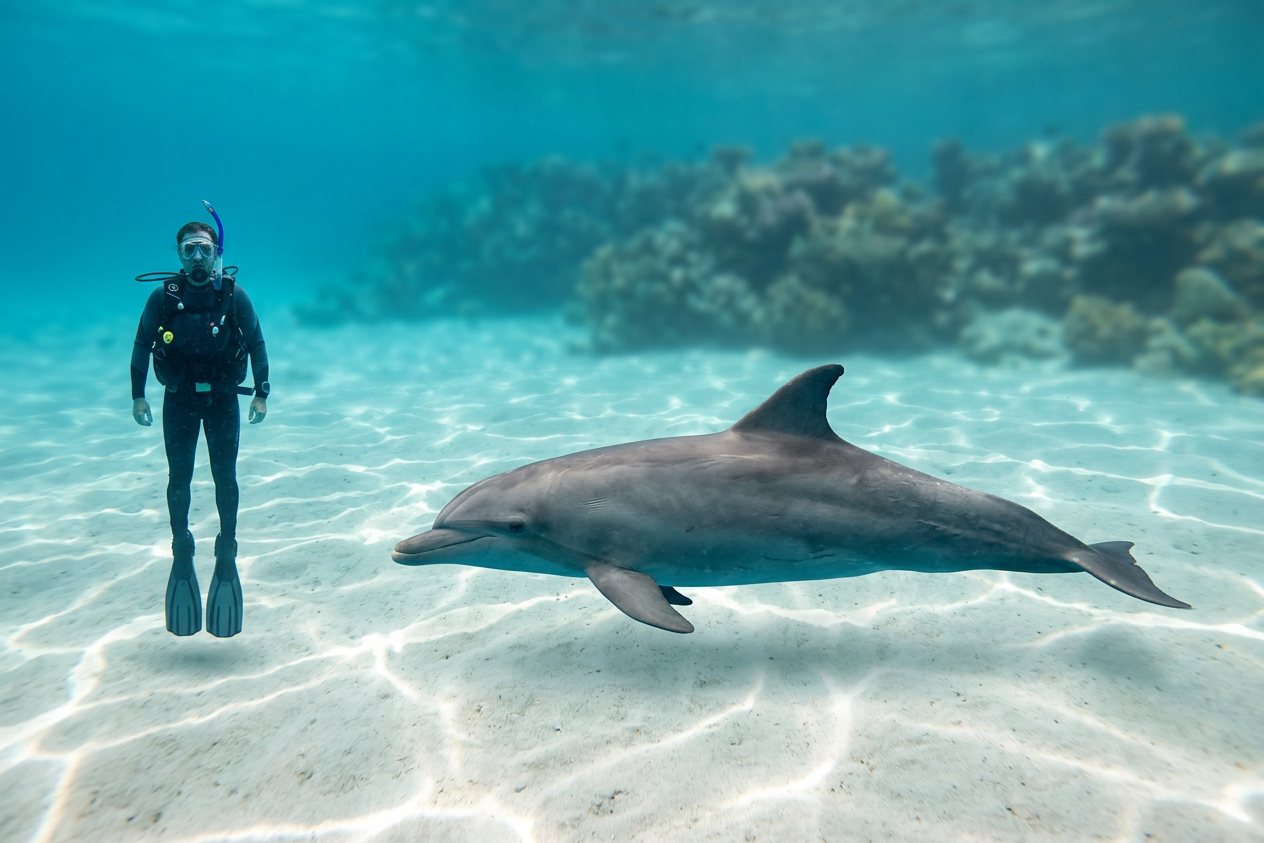 Person vs dolphin: size comparison