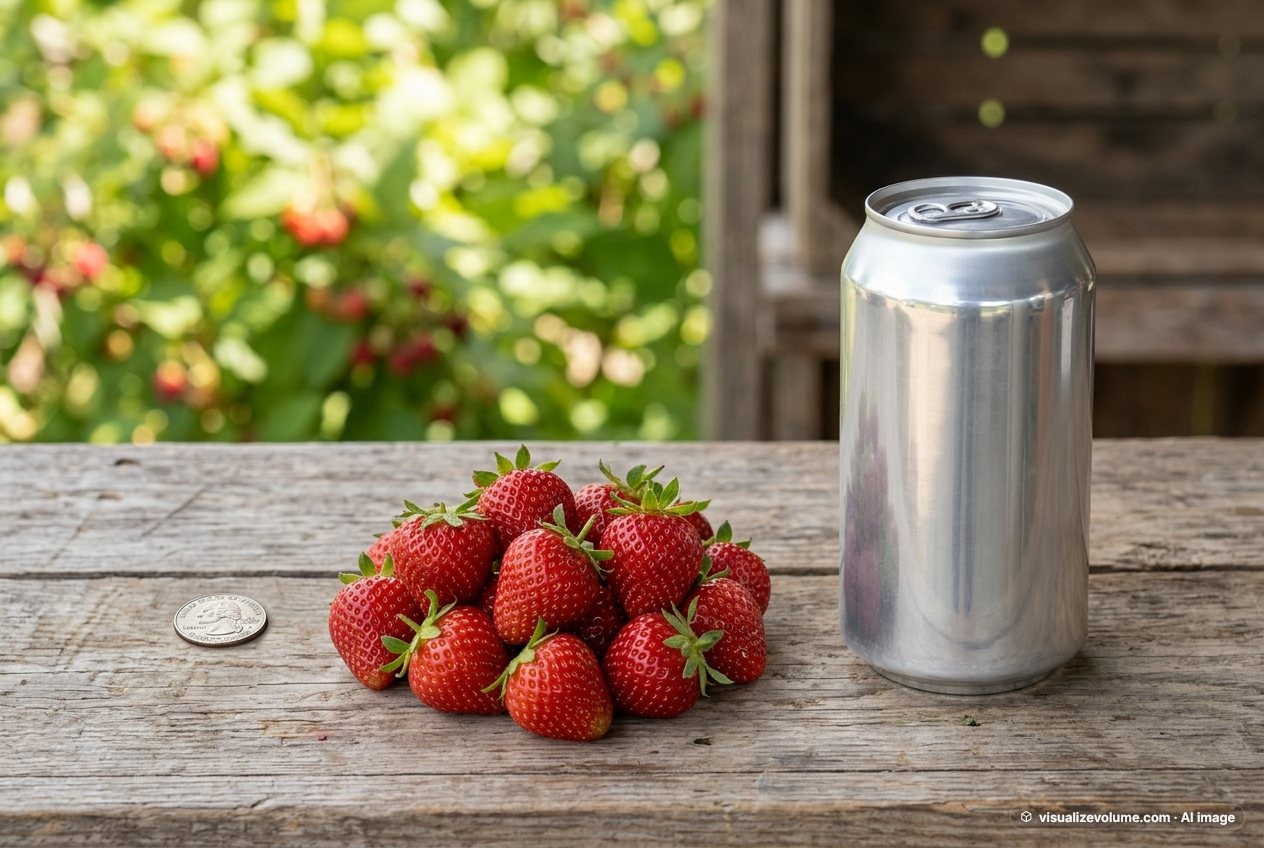 Strawberry, in “What does 100 grams of strawberries look like?”