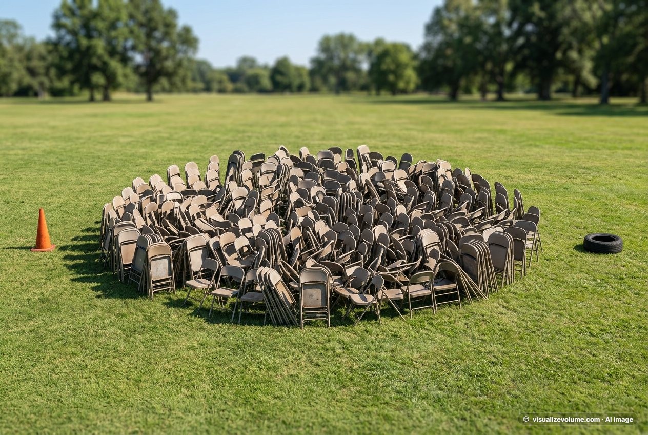 Folding chair, in “What do 500 folding chairs look like?”