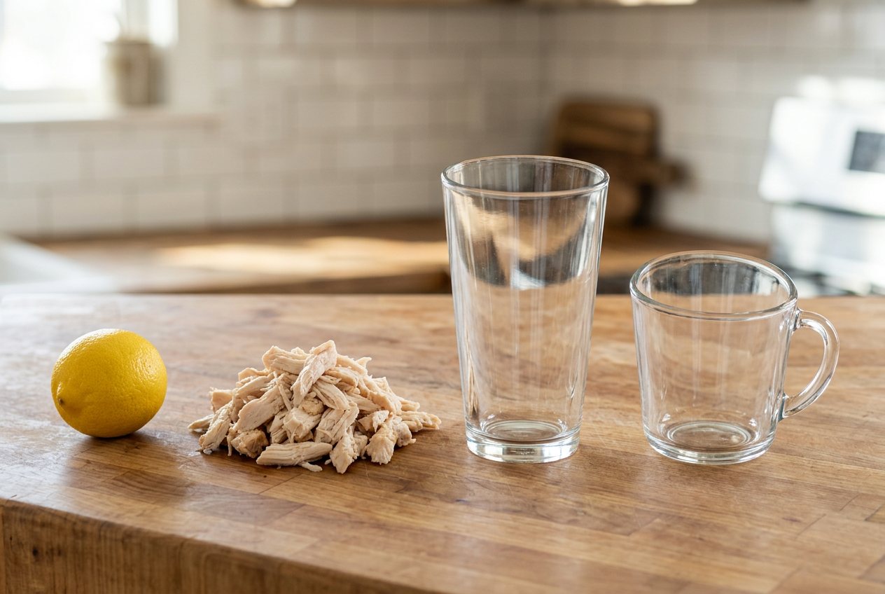 Pint glass, in “What does 4 ounces of cooked chicken breast look like?”