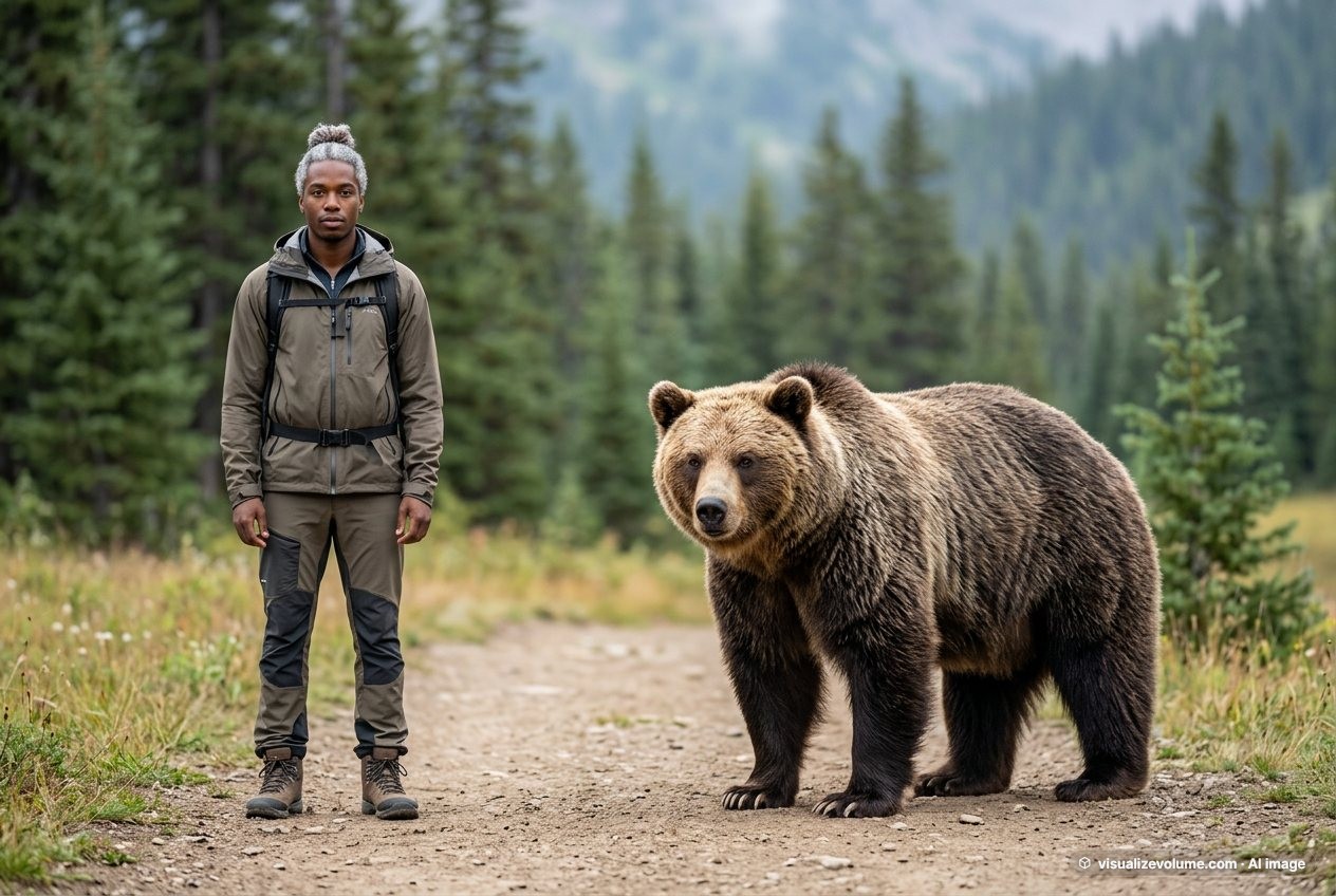 Person vs grizzly bear: size comparison