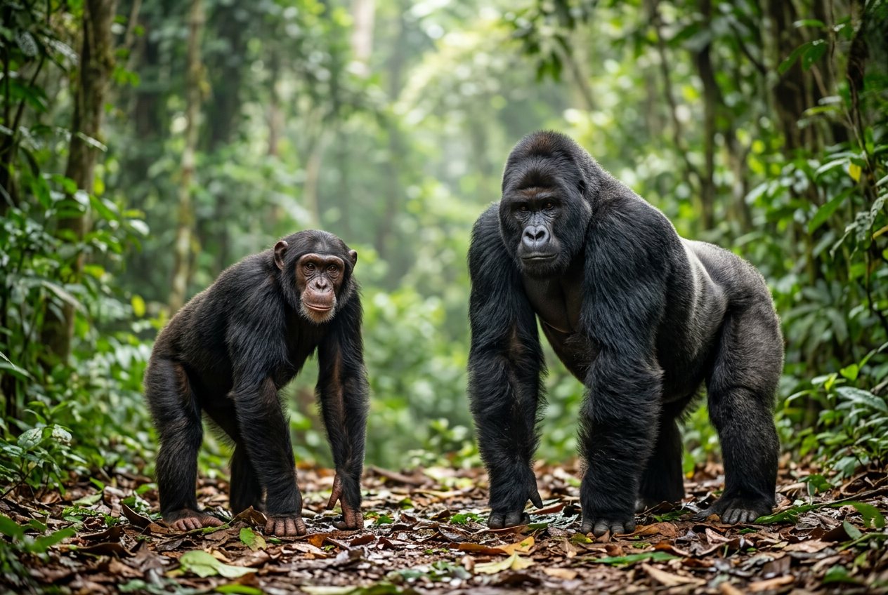 Chimpanzee vs gorilla: size comparison