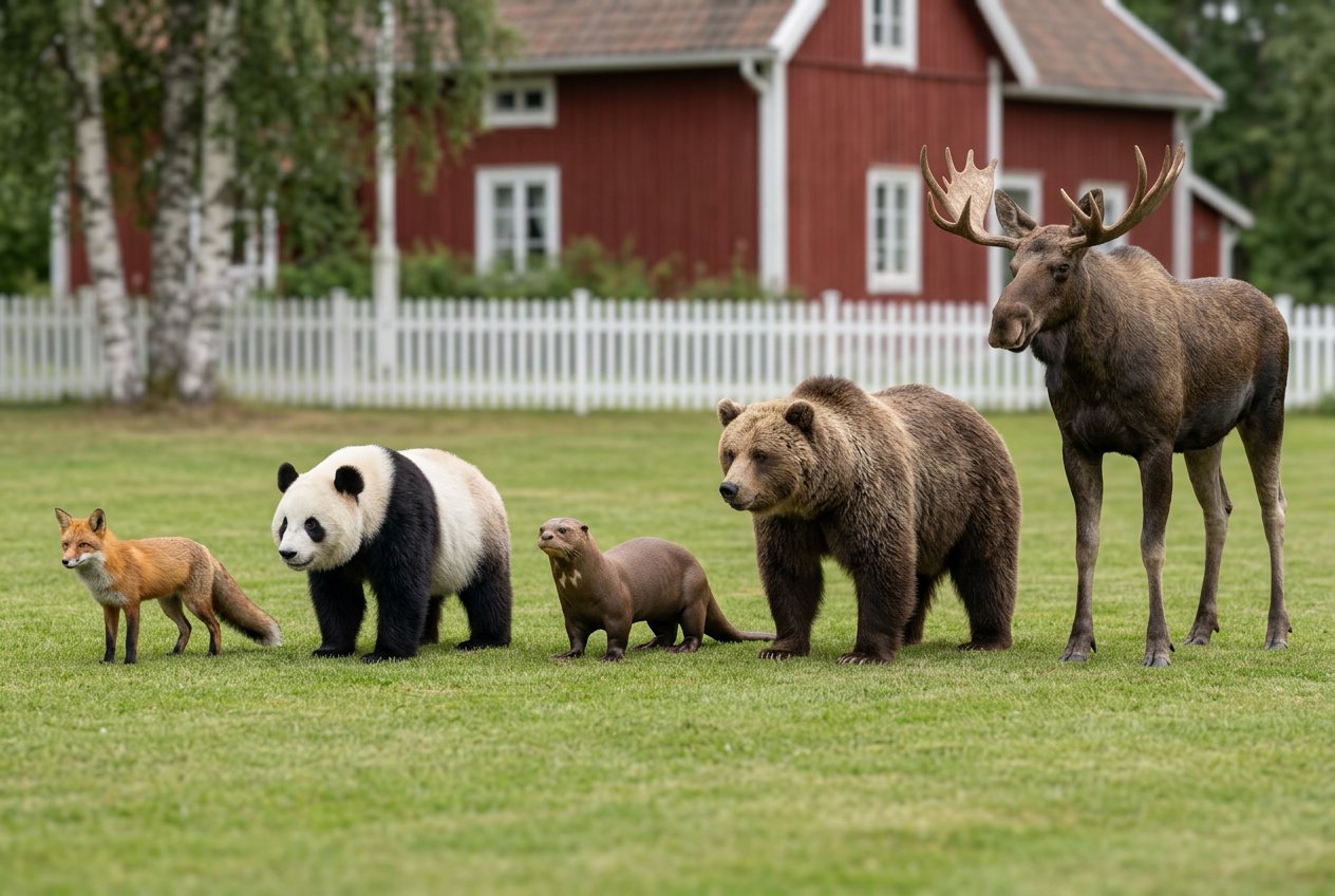 Fox vs giant panda vs giant otter vs grizzly bear vs moose: size comparison