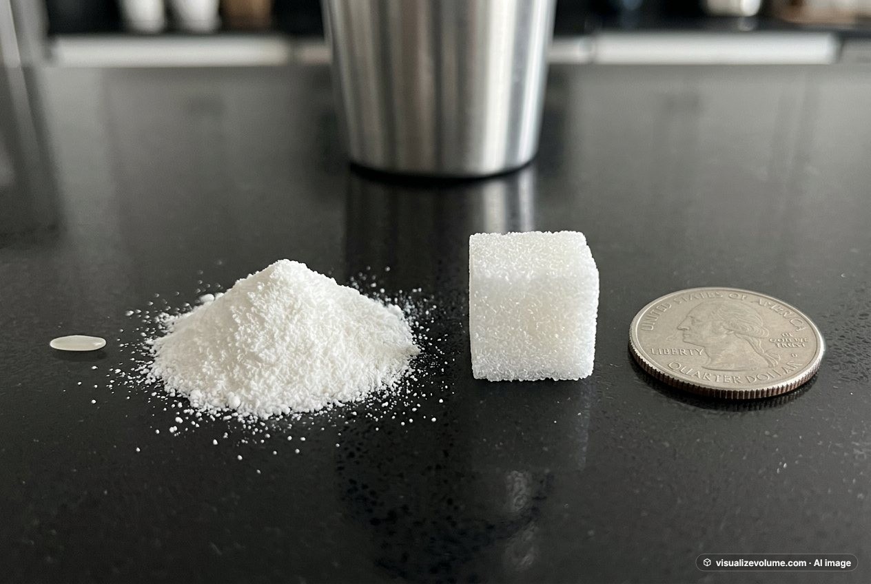 Sugar cube, in “What does 3 grams of d-aspartic acid powder look like?”