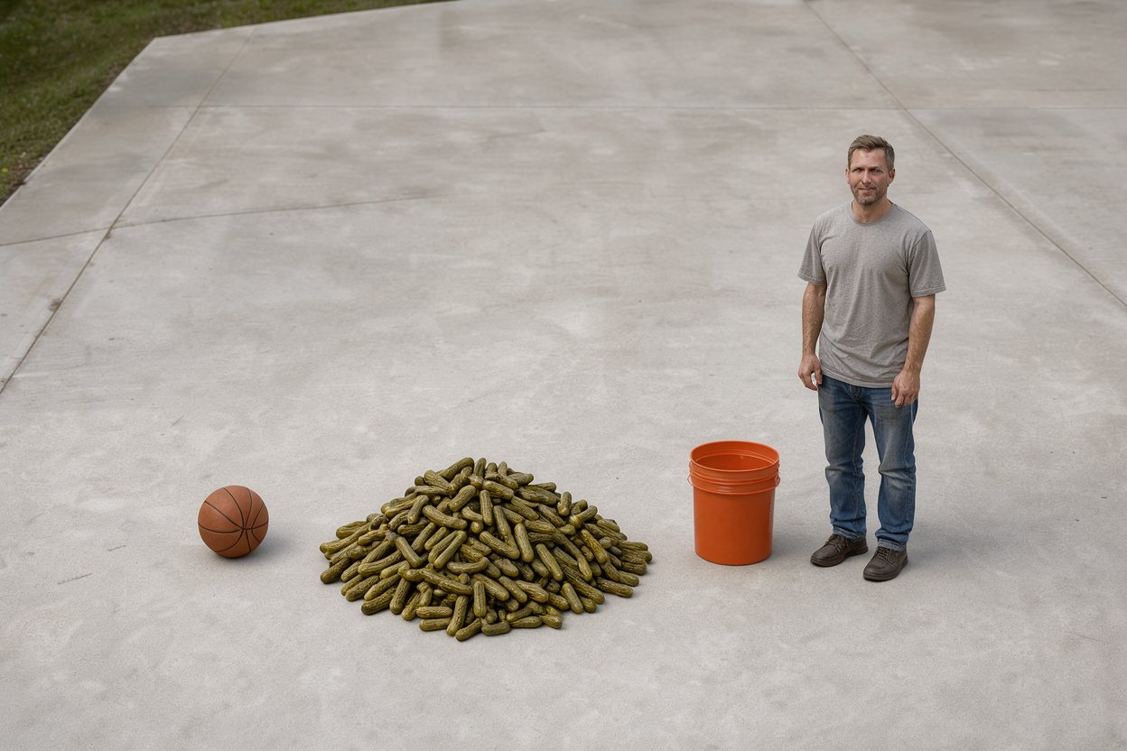 How many pickles weigh as much as a person?