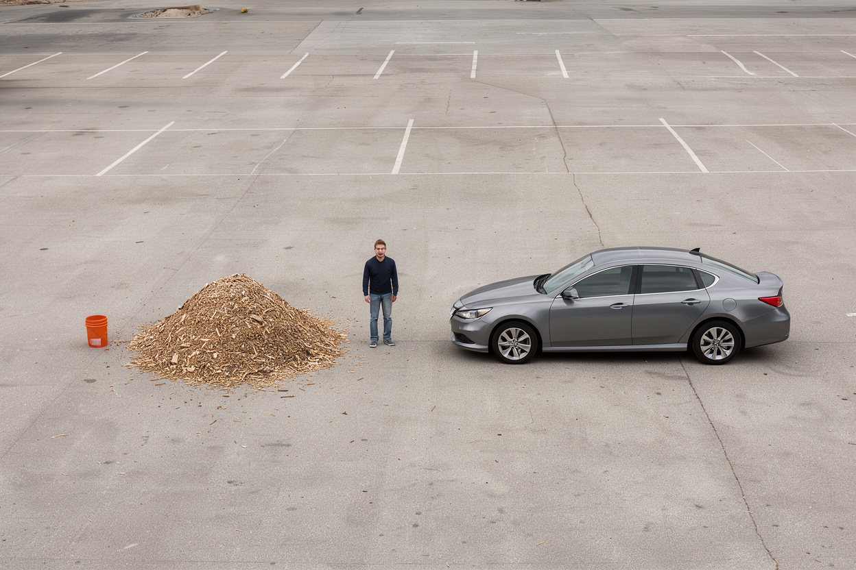 What does 3 cubic yards of wood chips look like?