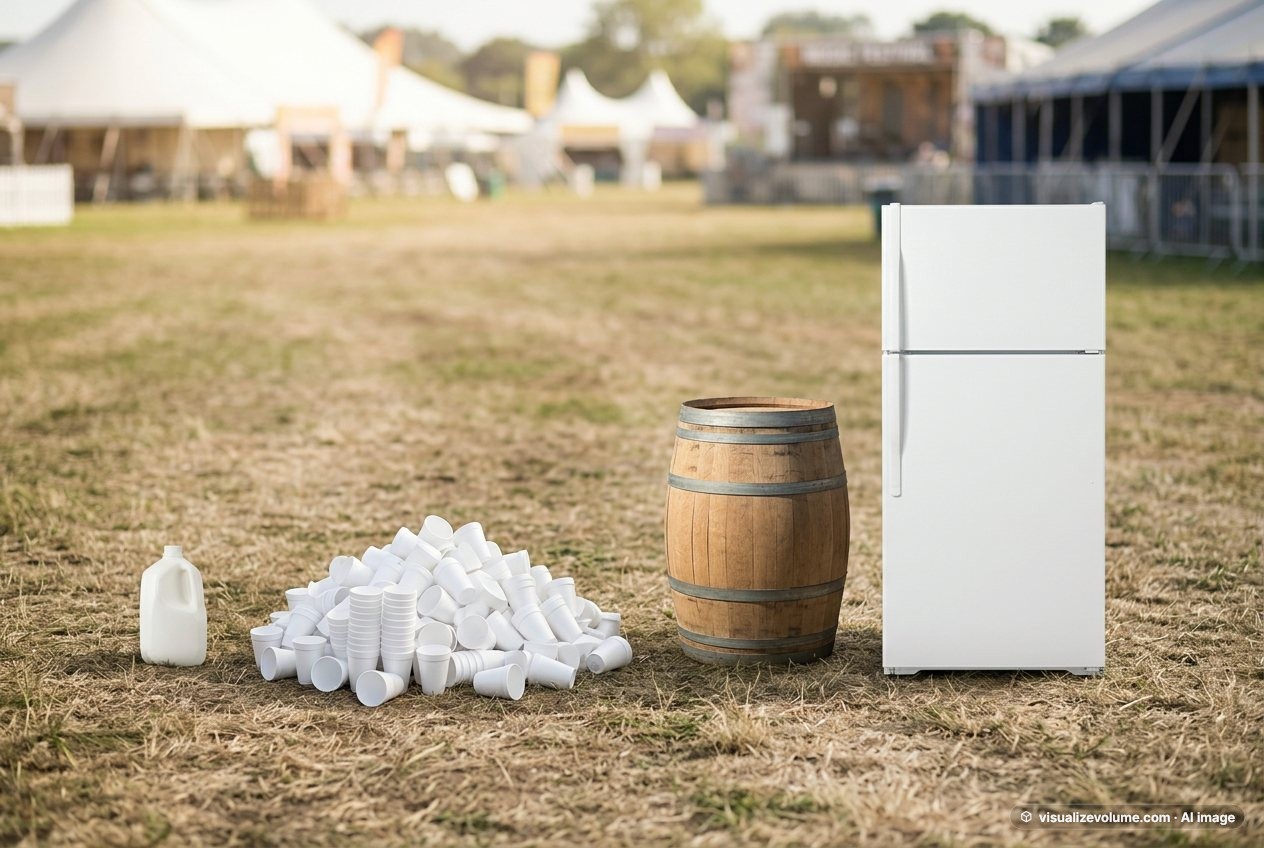 55-gallon drum, in “How many styrofoam cups would fill a barrel?”