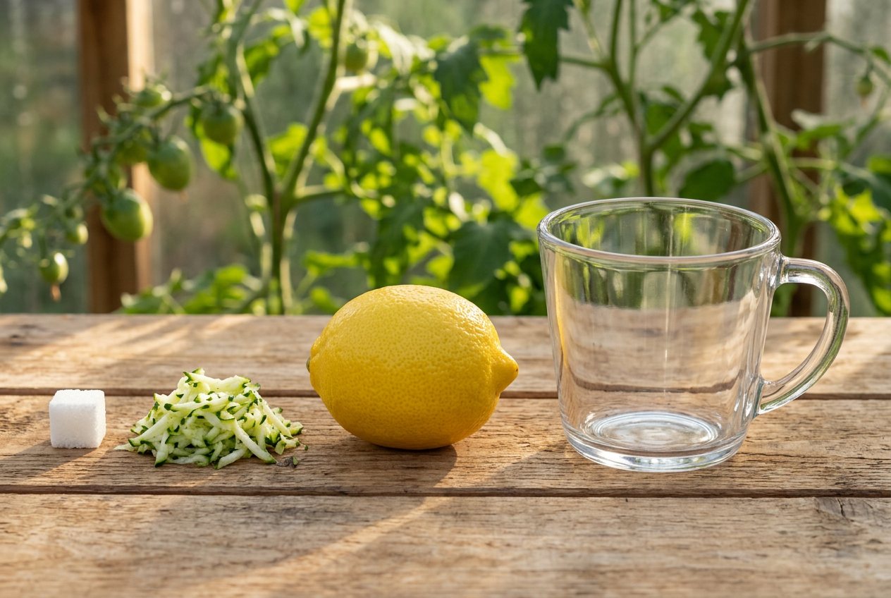 What does 1 tablespoon of zucchini look like? Shown at true scale next to a sugar cube, a lemon and a 1-cup measure.