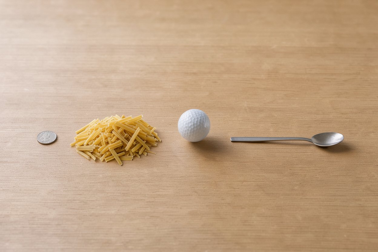 What does 75 grams of dry pasta look like?
