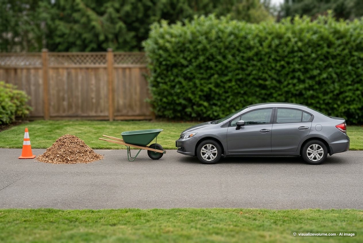 Wood chips, in “What does 12.5 cubic feet of wood chips look like?”