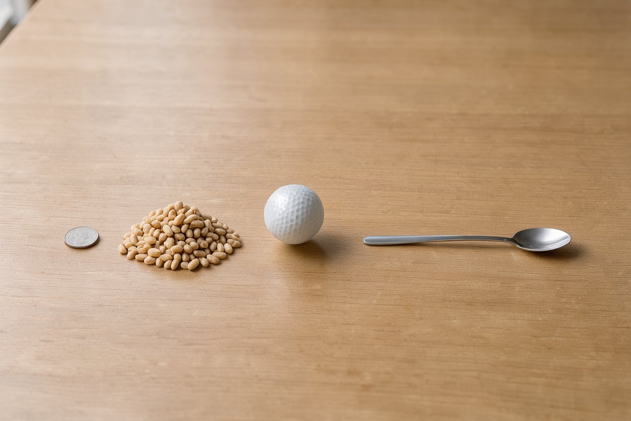 What does 30 grams of pine nuts look like?