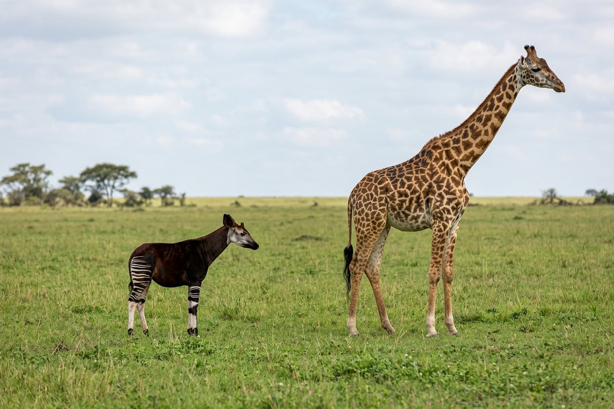 Okapi vs giraffe: size comparison