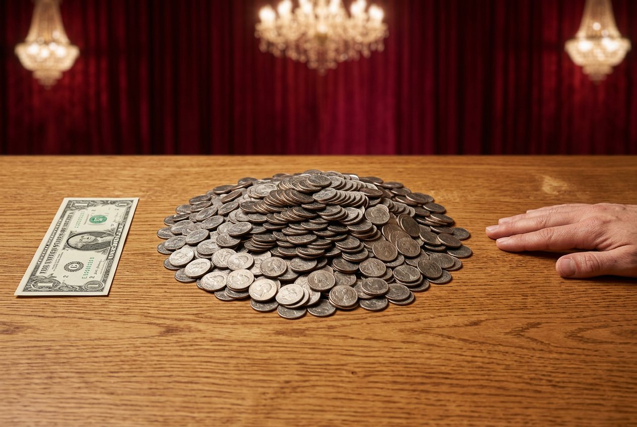 United States one-dollar bill, in “What do 10,000 quarters look like?”