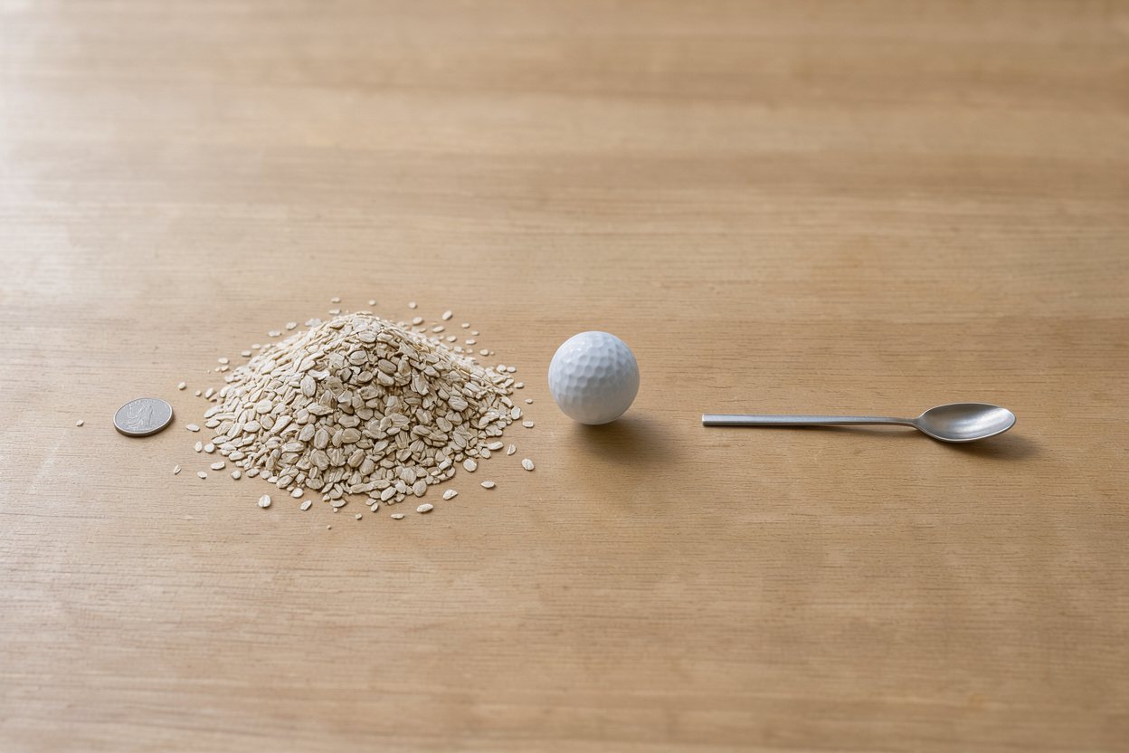 What does 100 grams of rolled oats look like?