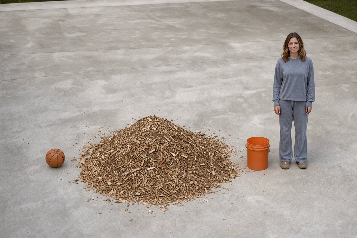 What does 1 cubic yard of wood chips look like?