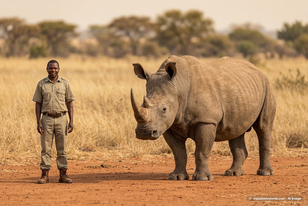 White rhinoceros, in “Person vs rhino”